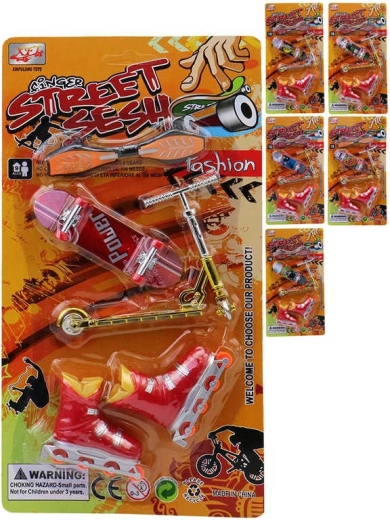 Set de skate pour doigts avec skateboards, rollers et trottinette - 1 pièce