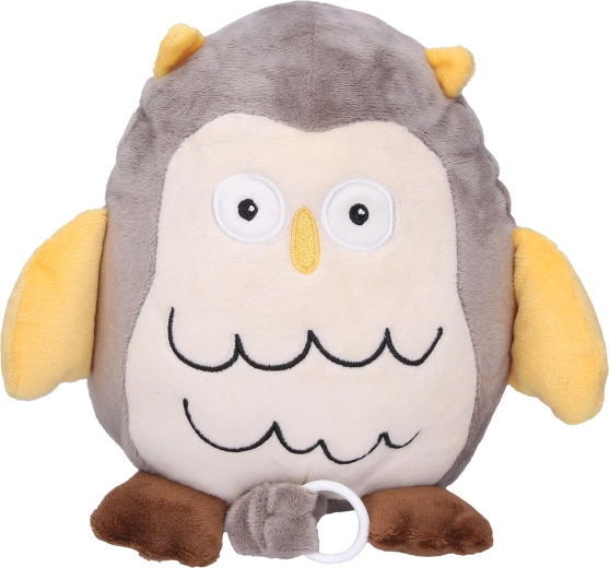 Hibou en peluche à tirer avec berceuse, 19 cm