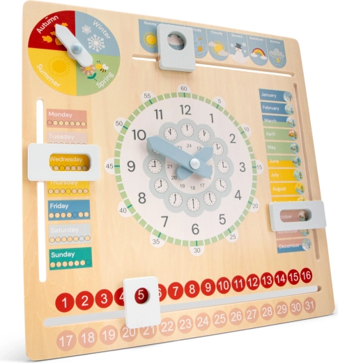 Calendrier éducatif en bois avec horloge Woet