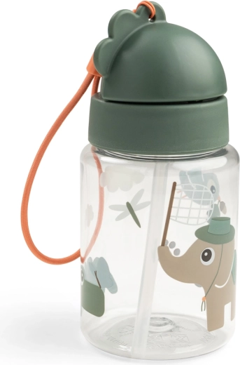 Bouteille enfant avec paille Done by Deer Tiny trails verte 280 ml