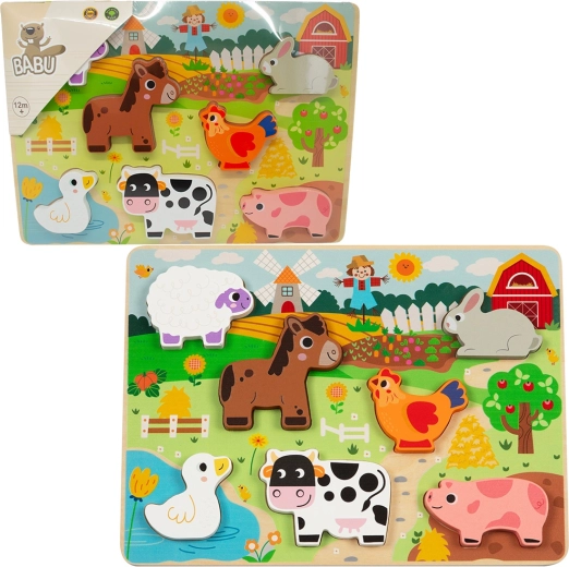 Babu puzzle encastrable en bois Petite ferme