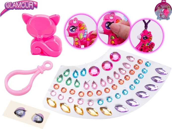 Coffret glamour créatif pour décorer un porte-clés – petit animal avec strass