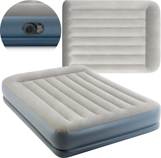 Lit gonflable en velours INTEX Pillow Rest Mid-Rise, double avec pompe électrique 203 × 152 × 30 cm