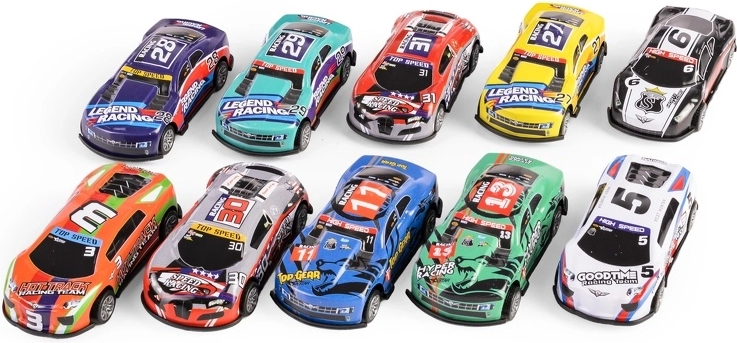 Set de voitures de course en métal dans un tube 1:64 – 10 pcs