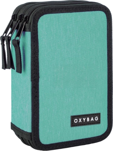 Trousse scolaire à trois étages Unicolor menthe, vide