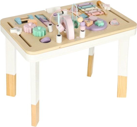 Table sensorimotrice en bois 2-en-1 LULILO LUDO – rose