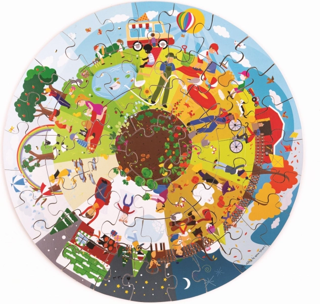Puzzle de sol rond Bigjigs Toys Les quatre saisons