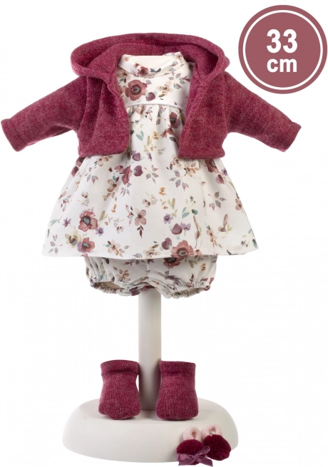Tenue pour poupée Llorens – robe fleurie avec manteau et accessoires, 33 cm