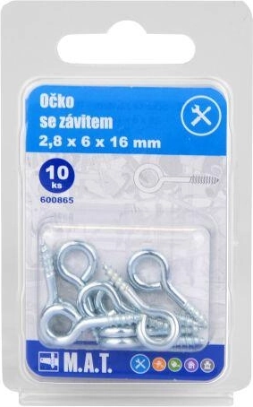 Œillet fermé avec filet 16 × 6 × 2,8 mm, zinc (10 pcs)