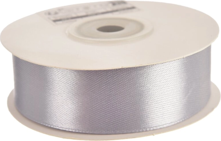 Ruban décoratif en satin argenté 25 mm, 25 m