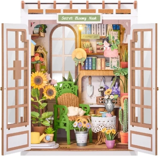 RoboTime puzzle 3D en bois – serre-livres « Coin floral secret »