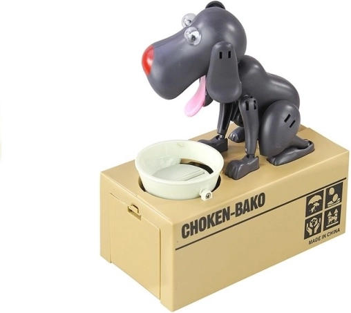 Tirelire interactive chien mangeur de pièces – graphite