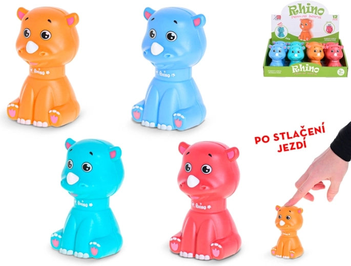 Rhinocéros roulant 10 cm pour enfants dès 3 ans