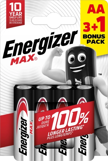 Piles alcalines ENERGIZER Max AA 4 pcs (3+1 gratuit)