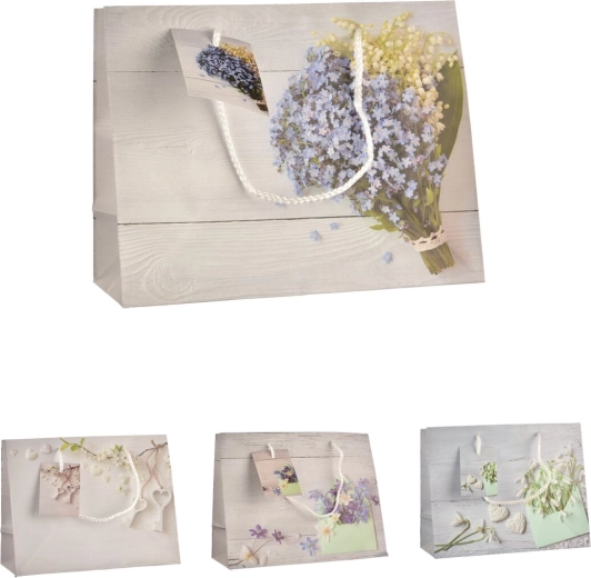 Sac cadeau à motif floral 23 × 10 × 18 cm (4 variantes)