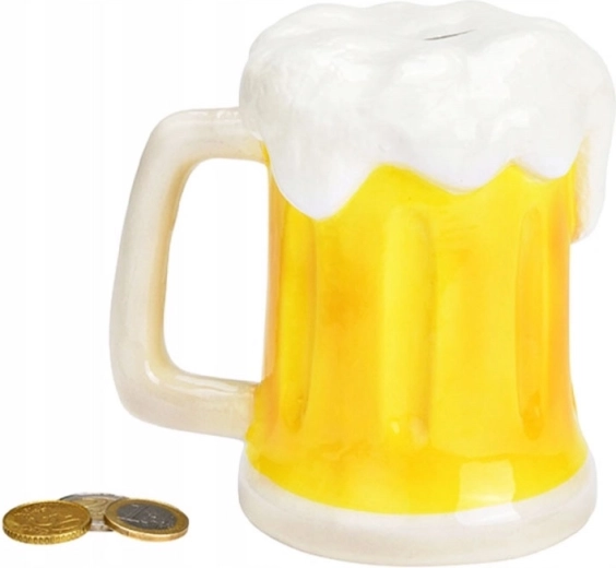 Tirelire en porcelaine en forme de chope de bière