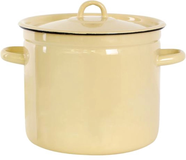 Casserole émaillée avec couvercle 7 l, décor beige légumes