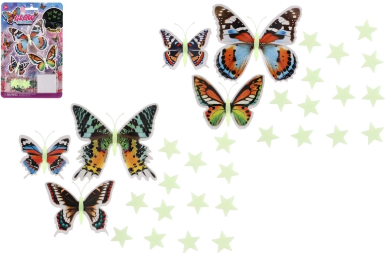 Papillons et étoiles lumineux pour mur – Décoration 3D pour chambre d’enfant