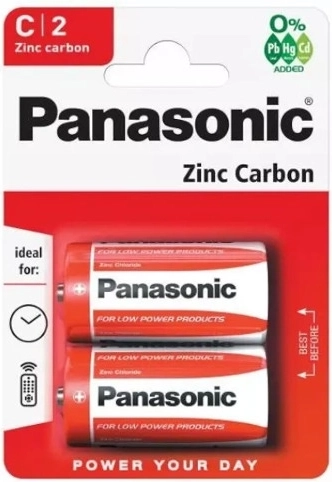 Piles zinc-carbone PANASONIC R14 C, 1,5 V, 2 pcs