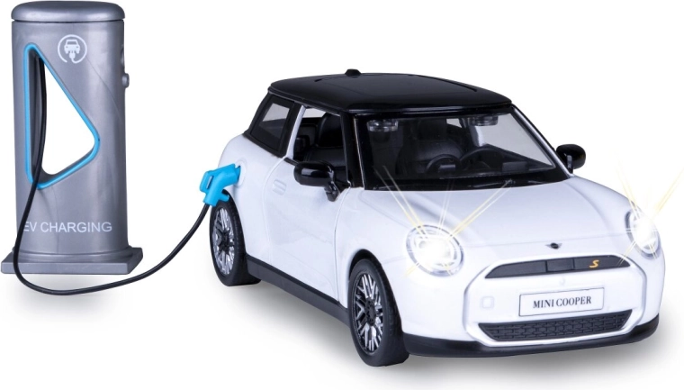 Modèle métallique MINI Cooper 1:28 blanc avec lumières et sons