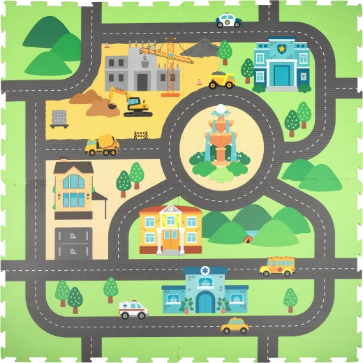 Tapis de jeu en mousse Humbi rues de la ville 120 × 120 cm