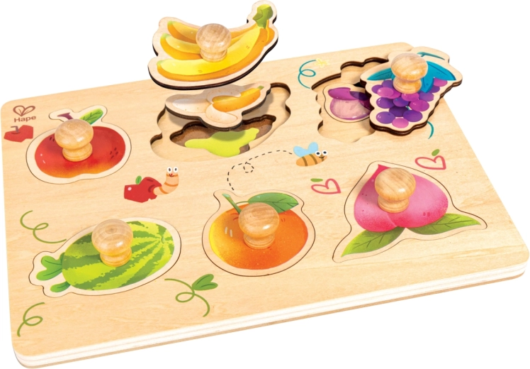 Puzzle superposés en bois Hape Fruits avec poignées
