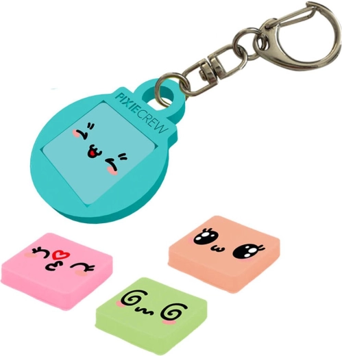 Pixie Crew porte-clés rond turquoise avec multipixels