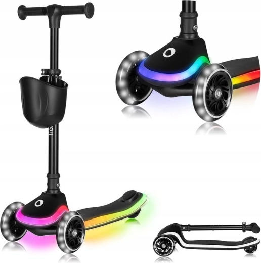 Trottinette pour enfant pliable Lionelo Mey Black Onyx avec éclairage LED