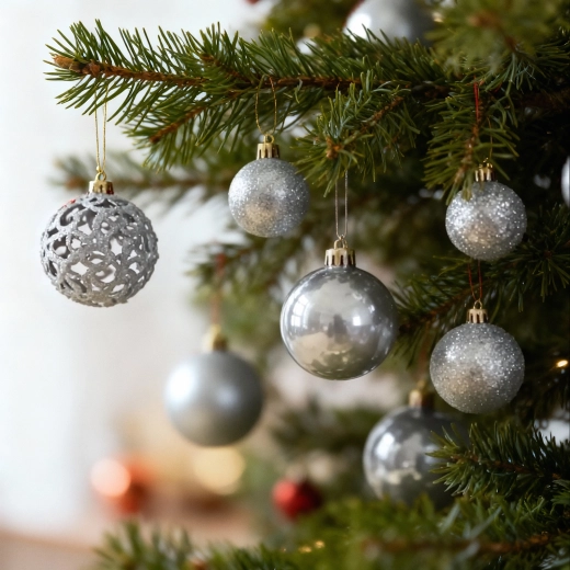 Ensemble de décorations de Noël argentées avec embout en étoile, 101 pièces