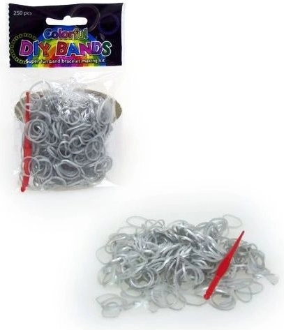 Lot de 250 élastiques pour tressage de bijoux – argentés