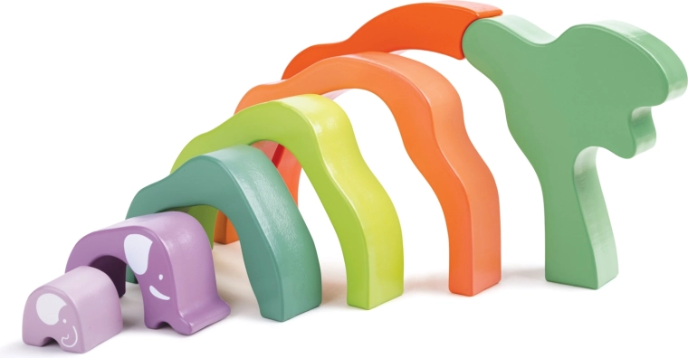 Cubes empilables arc-en-ciel Safari éléphants