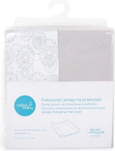 Ceba housse pour matelas à langer 50 × 70 cm (2 pièces) light grey + dandy