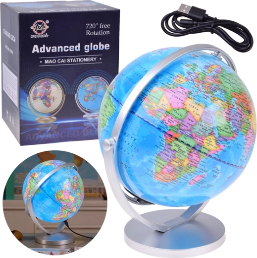 Globe lumineux rotatif avec lampe, 20 cm