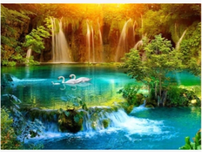 Peinture diamant Cascade dans la vallée 30 × 40 cm