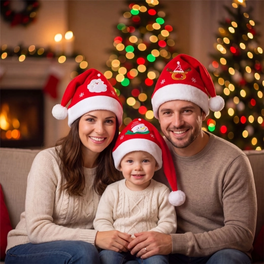 Bonnet de Noël de Saint-Nicolas en velours avec motif - 1 pièce