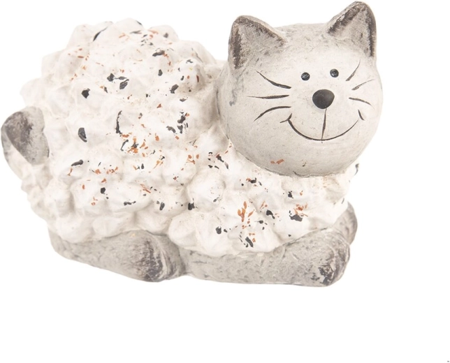 Statuette décorative de chat en polyrésine beige 16 × 10 × 11 cm