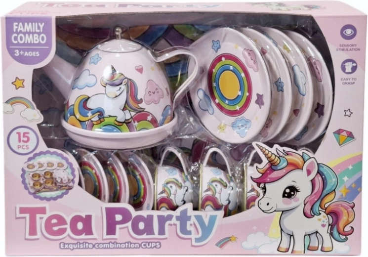 Service à thé pour enfants motif licorne (15 pièces)