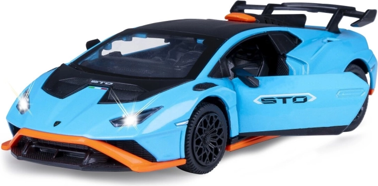 Modèle métallique Lamborghini Huracán STO 1:32 bleu avec lumières et sons
