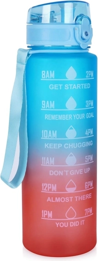Bouteille d’eau de sport 1 L avec repères horaires motivants