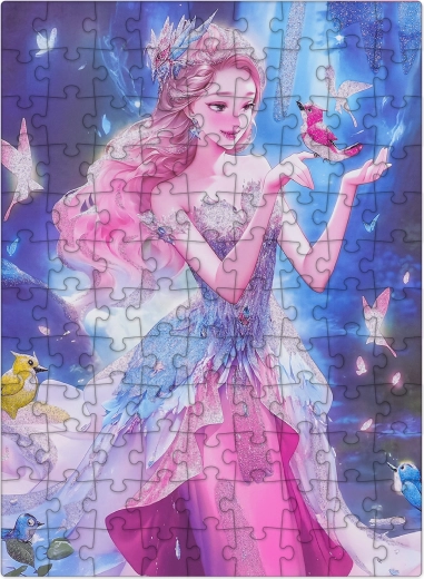 Puzzle Princesse rose à paillettes, 100 pièces