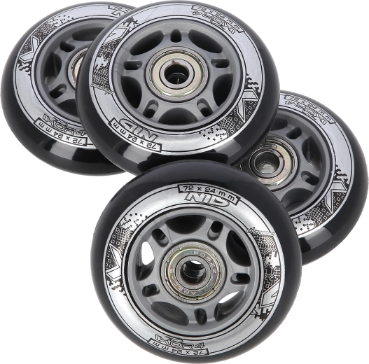 Jeu de roues pour rollers en ligne 72 × 24 mm avec roulements ABEC 9 NILS EXTREME