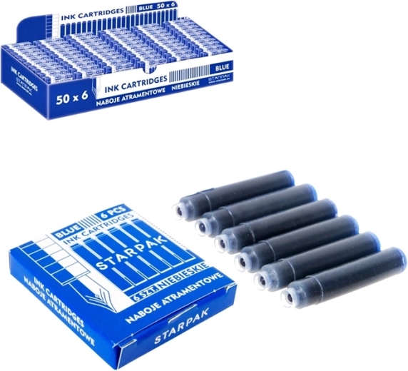 Cartouches d’encre pour stylo-plume, encre bleue (6 pcs)