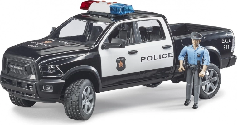 bruder pick-up tout-terrain de police ram avec policier