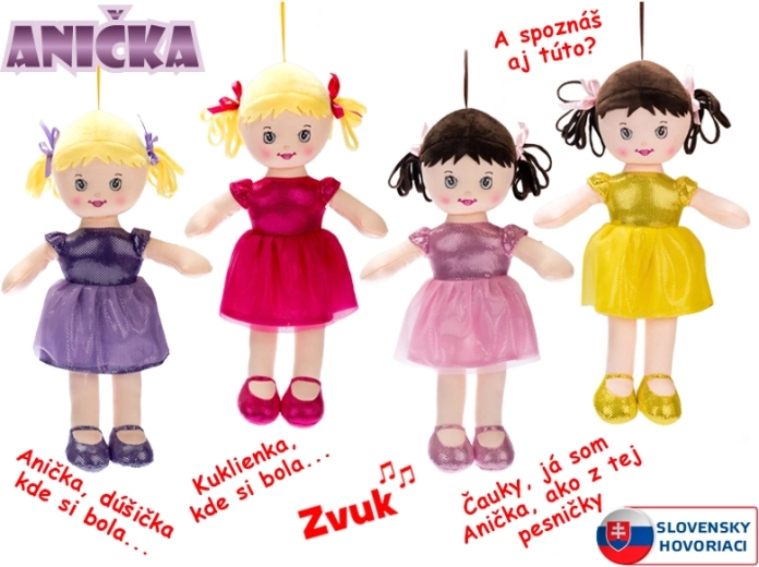 Poupée en chiffon Anička 32 cm, parle et chante en slovaque