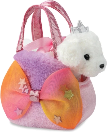 Fancy Pals chiot princesse avec grand nœud dans un sac à main, figurine en peluche 20 cm