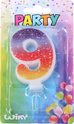 Bougie de fête numéro 9 étoiles
