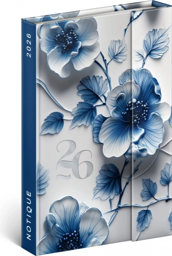 Agenda hebdomadaire magnétique Fleur en porcelaine 2026