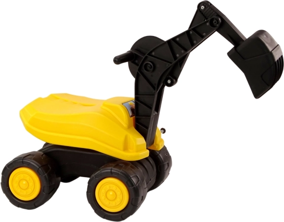 pelleteuse pour enfants à chevaucher avec siège, rotation 360°, godet mobile – jaune