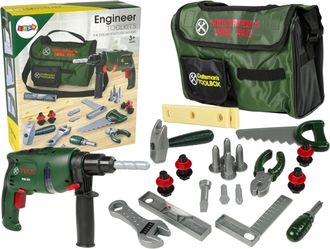 Set d’outils pour enfants dans un sac avec perceuse, marteau et scie