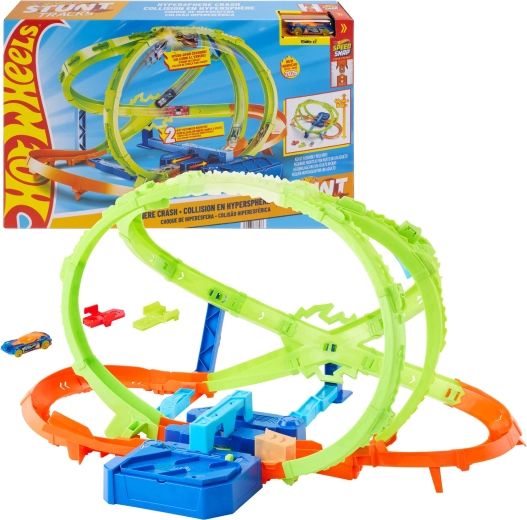 Hot Wheels Stunt Tracks Hipersféra Kraks – circuit de course motorisé + petite voiture